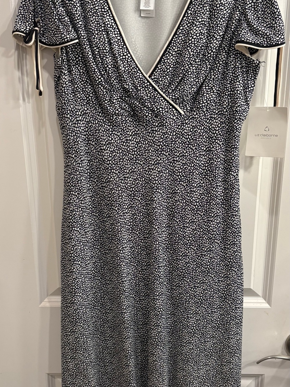 Liz Claiborne Black & White Printed Wrap Dress